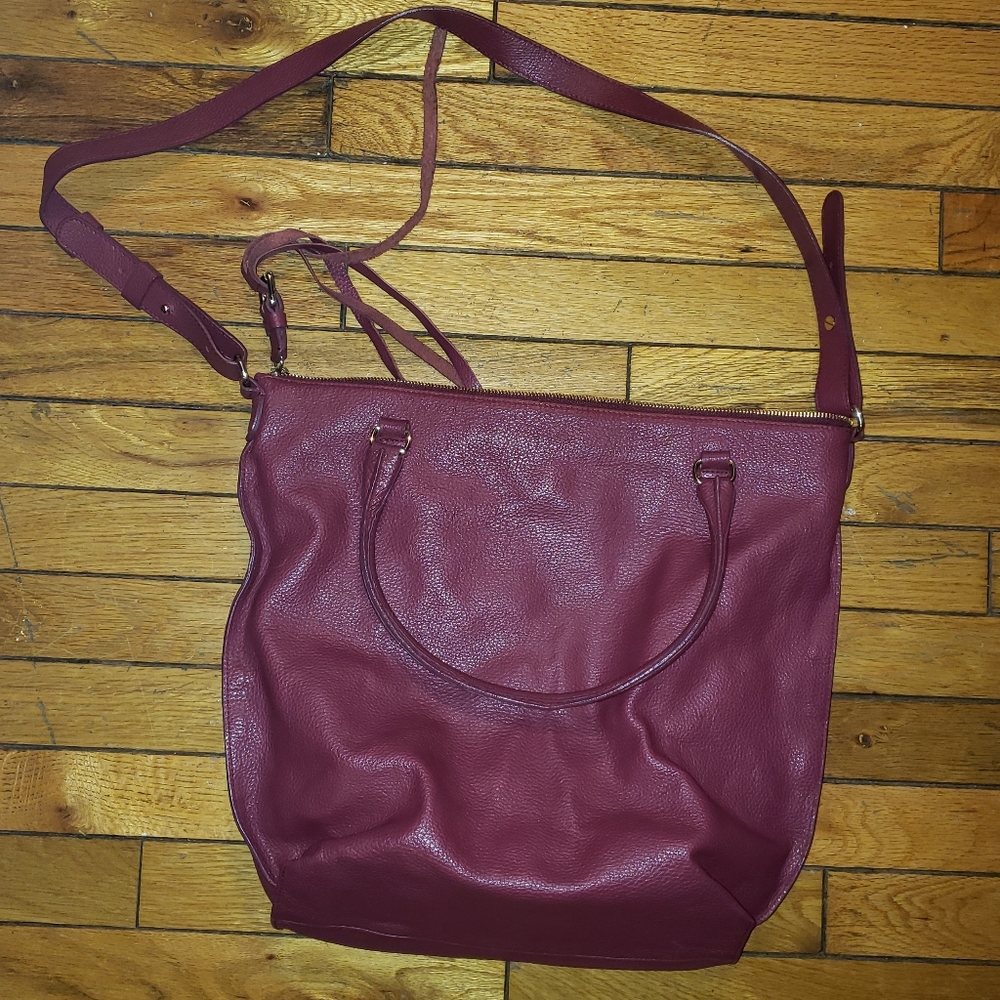 Oversized burgundy large tote bag